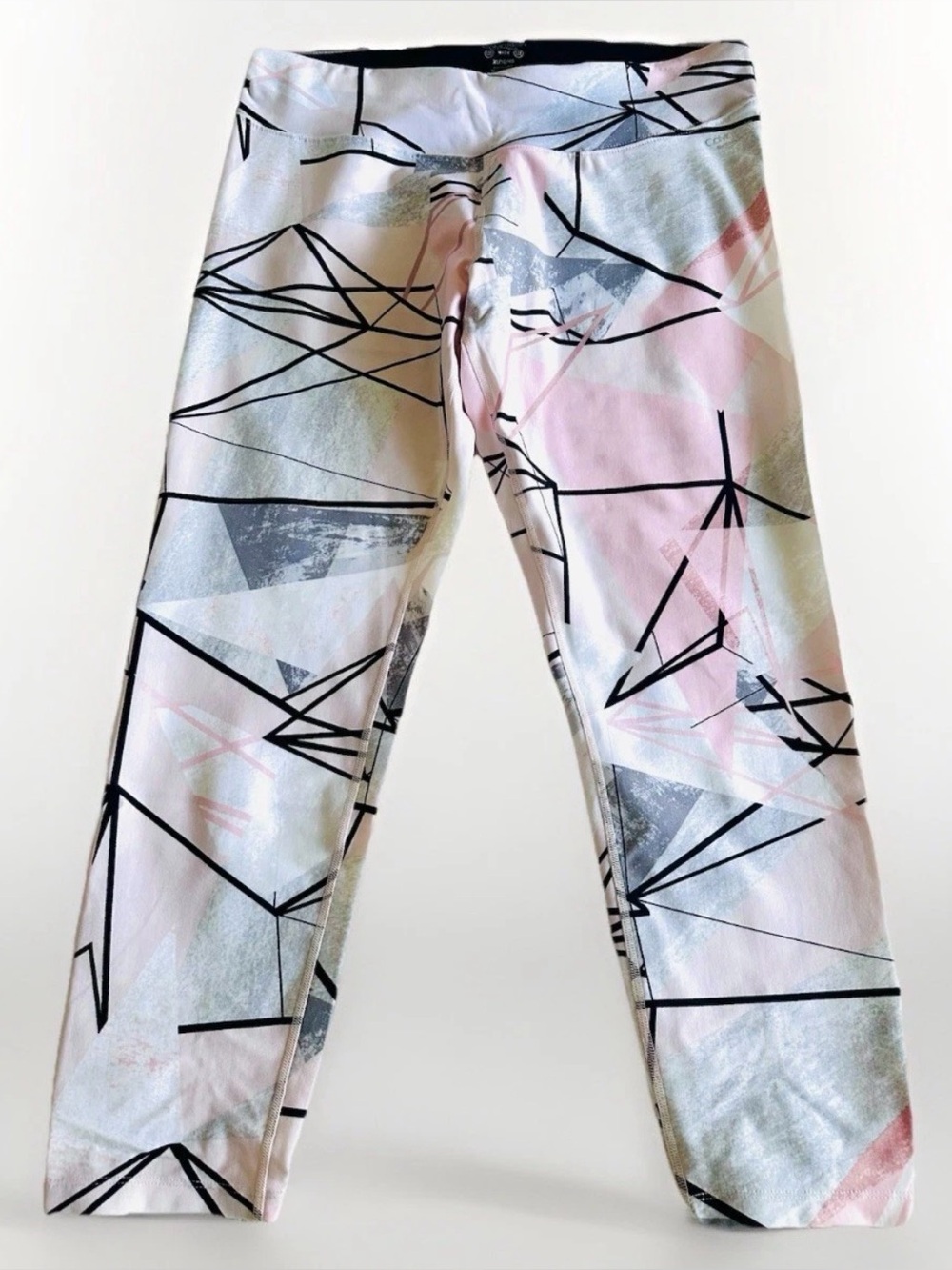 Calvin Klein Performance Wick Ruched Capri Leggings XL Geometric Abstract NWOT